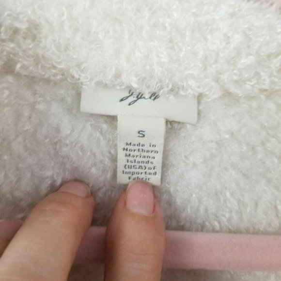 J Jill Cream Fleece Fuzzy Boucle Full Zip Vest - Picture 2 of 6